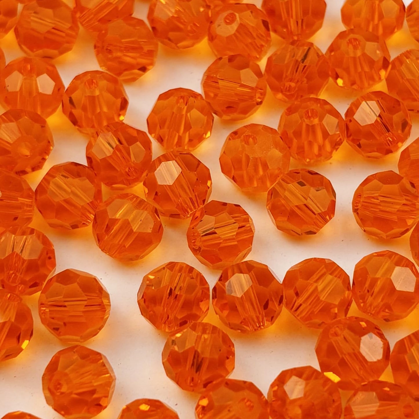 YUEXIGO 100pcs 8mm Round Crystal Glass Beads for Jewelry Making, Faceted Crystal Glass Spacer Beads for Bracelet Earring Necklace DIY Craft(Dark Orange)