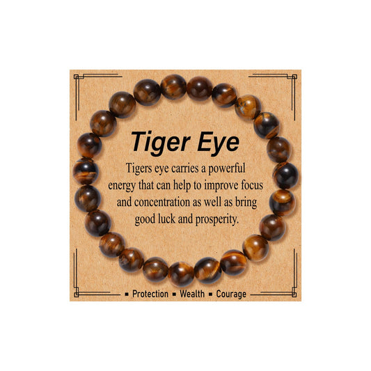 Kenailw Tiger Eye Beads Bracelet for Women, Healing Crystal Bracelet Spiritual Positive Energy Protection, Natural Stone Stretch Beaded Bracelets Birthday Gifts Jewelry for Her Daughter Best Friends