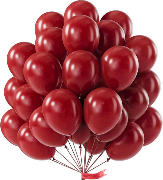 PartyWoo Burgundy Balloons - 100pcs 12 Inch Dark Red Latex Helium Balloons for Celebrations