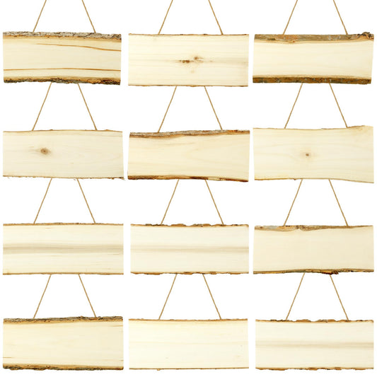 Novabright 12 Pack Blank Wooden Signs Wood Planks 4 x 10 x 0.42 Inch Rectangle Plaque for Crafts Burning Carving