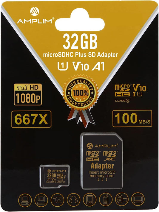 Amplim 32GB (1X MicroSDXC Card with Adapter Black)