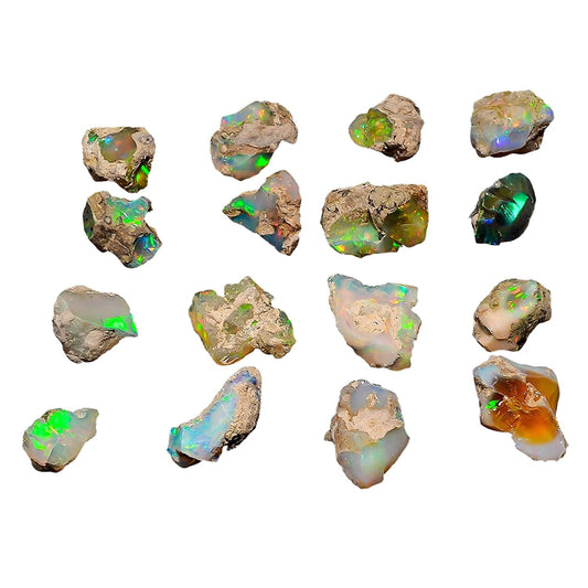 GEMKORA 100 cts Ethiopian Opal Raw, Fire Play Opal, Opal Supply, Jewelry Making Stones, DIY Crystals, Chakra Opal, Healing Opals, Birthstone, Good Luck Gemstones, Opal Rough