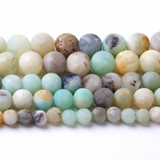 10mm 38pcs Frosted Amazonite Natural Stone Round Loose Beads for Jewelry Making DIY Bracelet Necklace