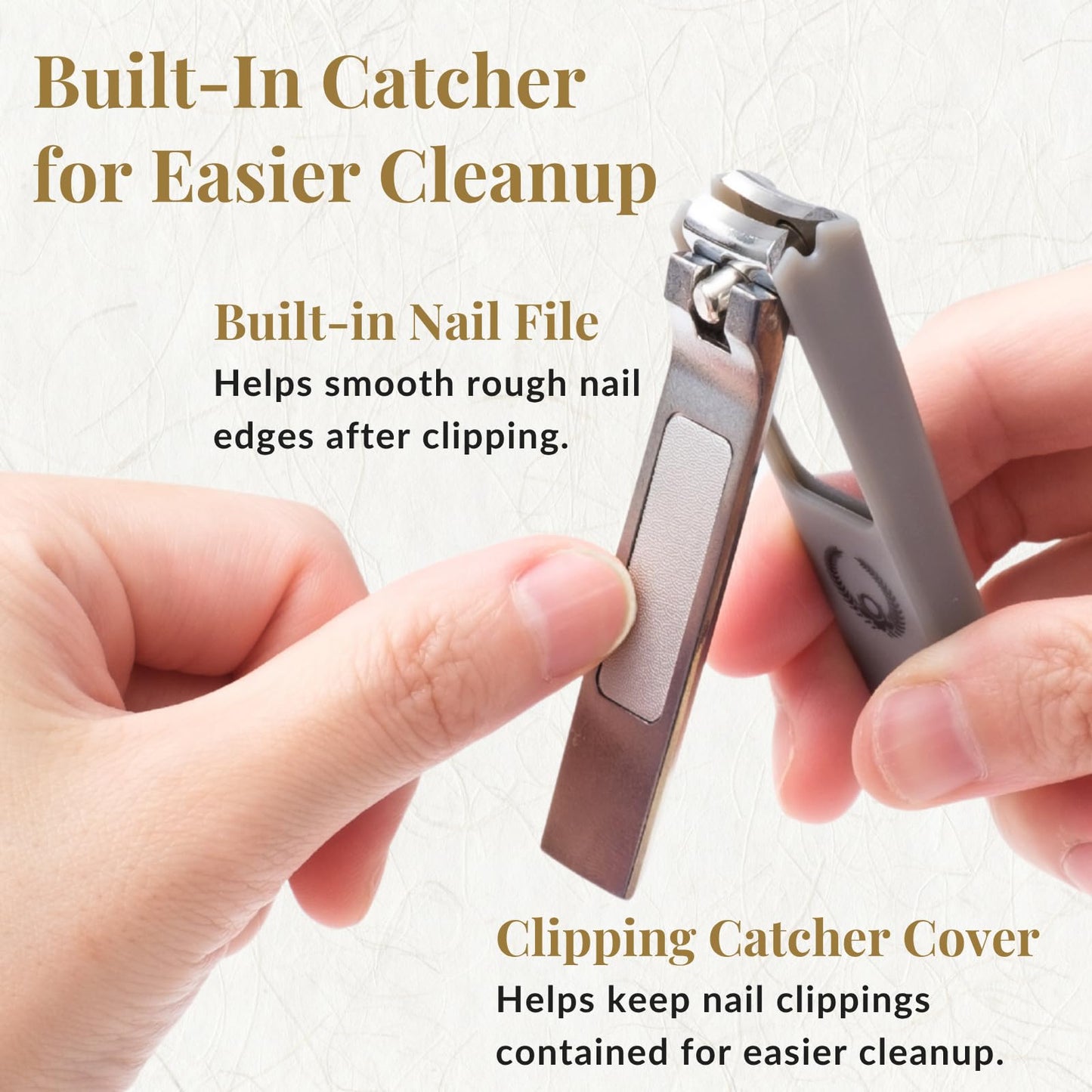 Wablade Japanese Nail Clippers, 2.8 Inch, Made in Seki Japan, Curved Carbon Steel Blade, Built-in Catcher & Nail File, Clean Controlled Trimming for Fingernails & Toenails (Toyotomi Hideyoshi)
