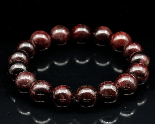 ElisaJewelryArt Red Garnet Beaded Stretch Bracelet for Men & Women | Handmade Natural Stone Jewelry with 8mm Red Garnet Beads | Aquarius Zodiac Chakra Elastic Bracelet | Love Passion Vitality Gift