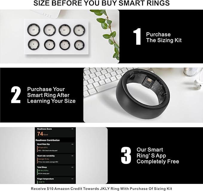 Smart Ring, Activity Trackers, Sleep Ring, Fitness Tracking, Stress Tracker, Heart Rate, Meditation, Temperature, Respiratory, No App Subscription, Women, Men, iOS, Android (Rosegold, 9)