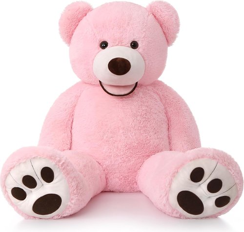MorisMos Giant Teddy Bear - 51-Inch Plush Cuddly Toy with Big Footprints | Perfect Gift in Pink