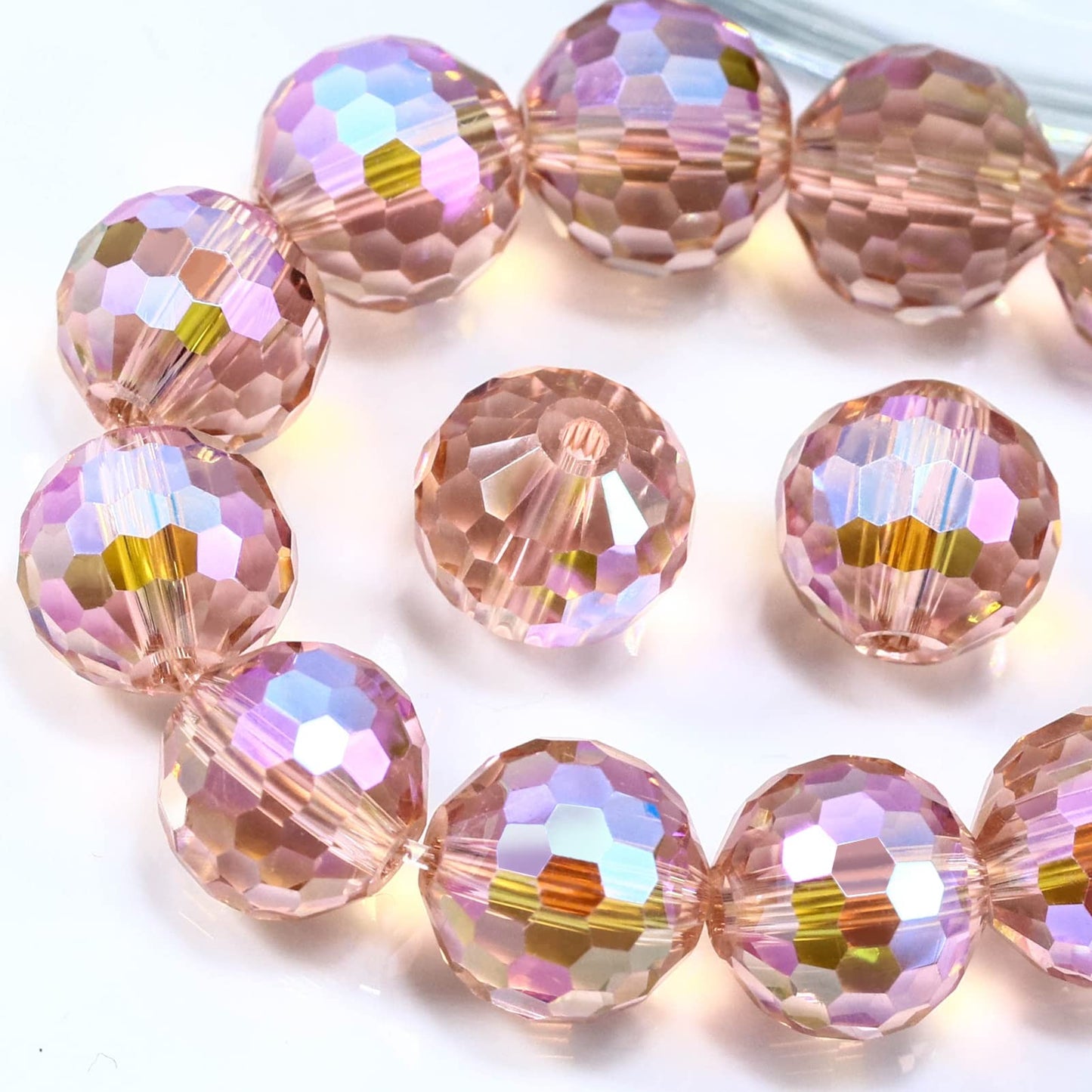Dowarm 150PCS 6MM Faceted Crystal Beads for Jewelry Making, Bracelet Wind Chimes Suncatcher, Rondelle Spacer Beads, Loose Gemstones, Vintage Rose Paradise