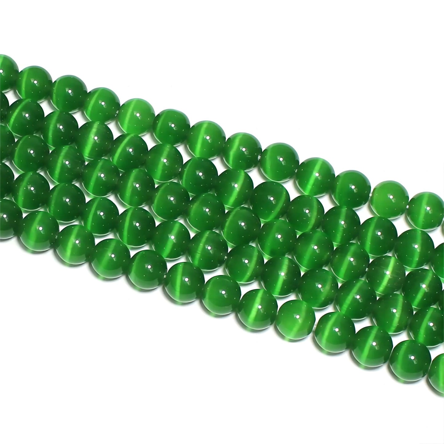 MJDCB 45pcs Dark Green Cat Eye Stone Beads 8mm Round Crystal Loose Bead for Jewelry Making DIY Bracelets Necklace Accessories