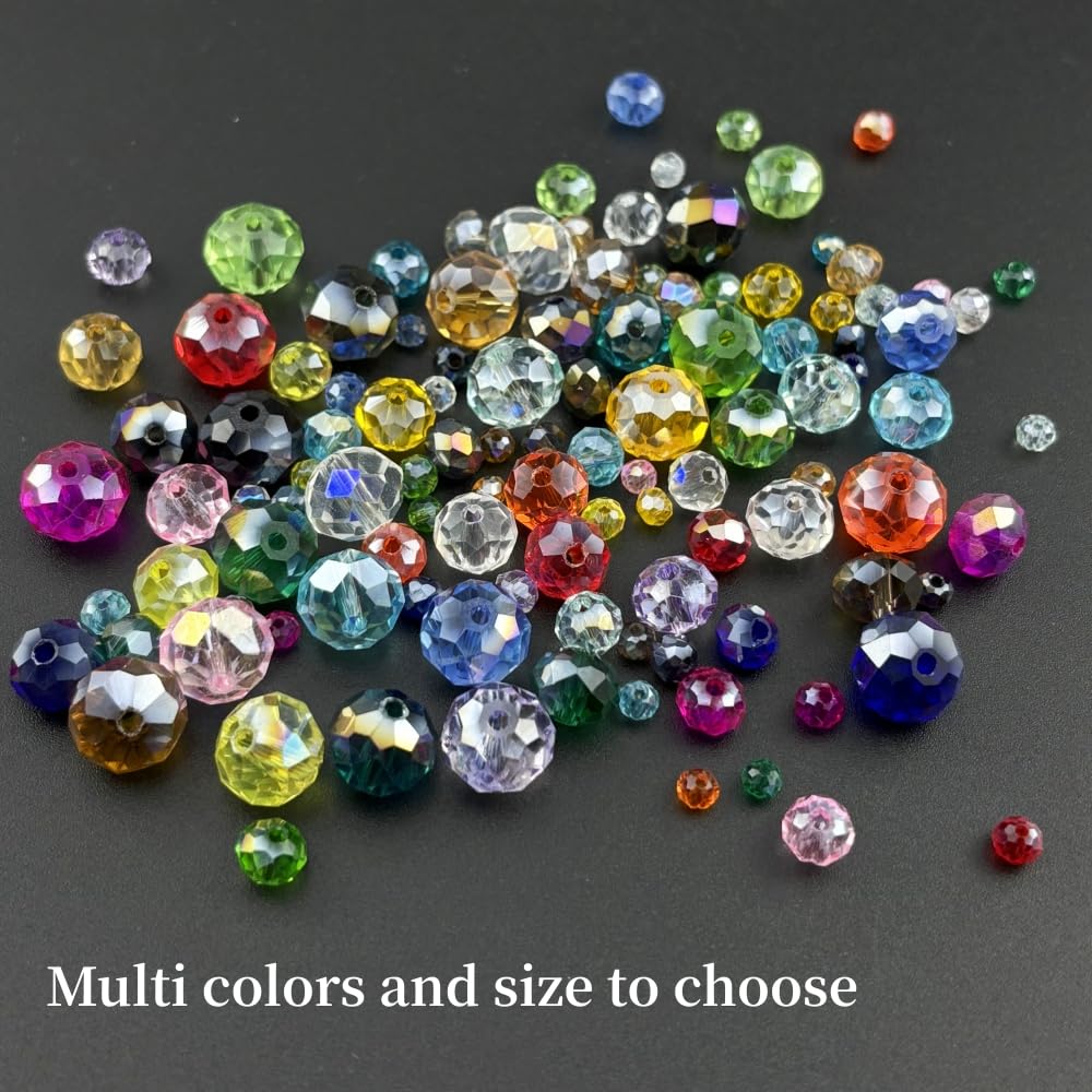 YHYPOCI 100pcs 8mm Crystal Glass Beads for Crafts Faceted Rondelle Glass Beads for Jewelry Making Crystal Spacer Beads for Necklaces Bracelets Earrings DIY Craft(Red AB)