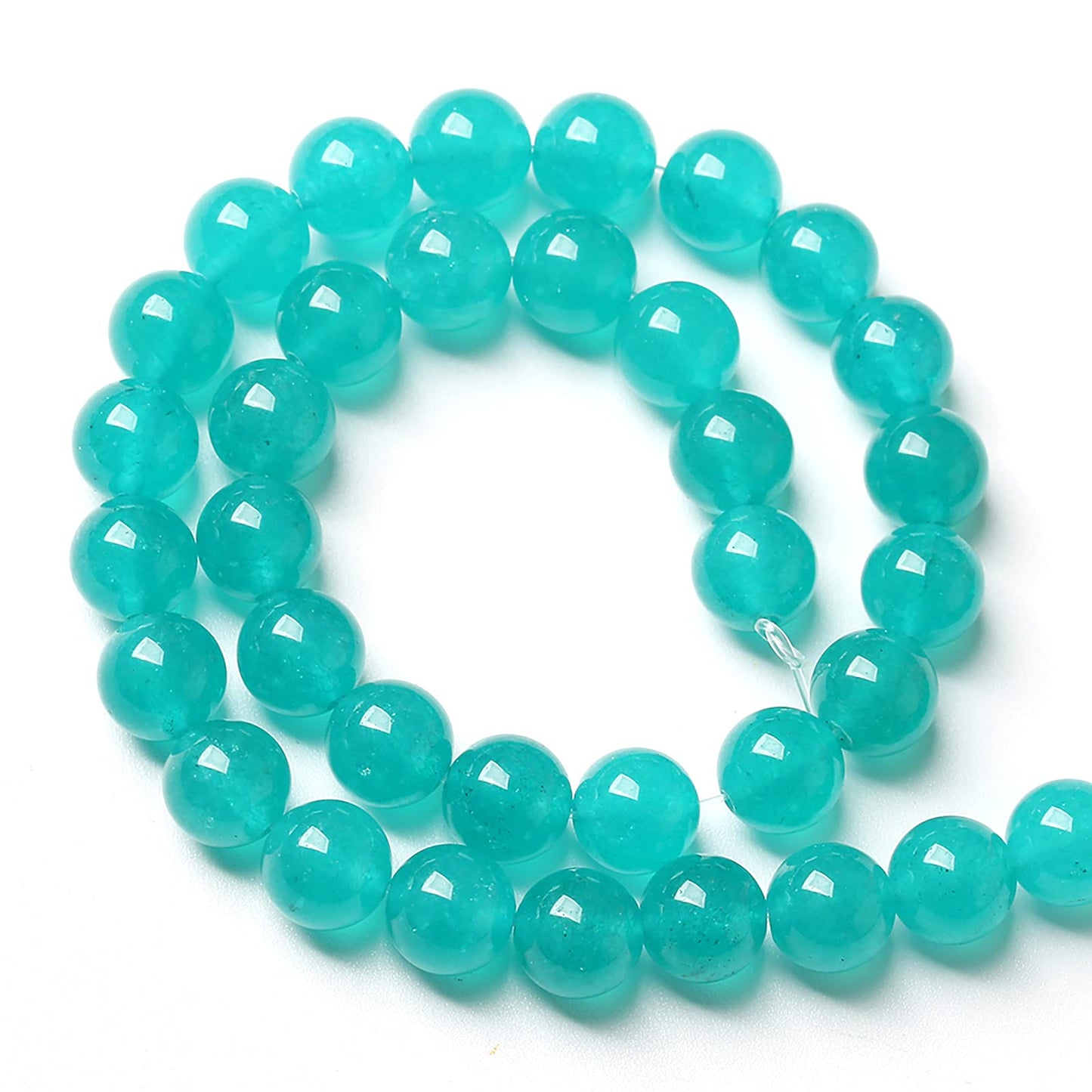 8MM 45PCS Natural Blue Amazonite Chalcedony Stone Crystal Loose Beads for Jewelry Making DIY Bracelet Necklace