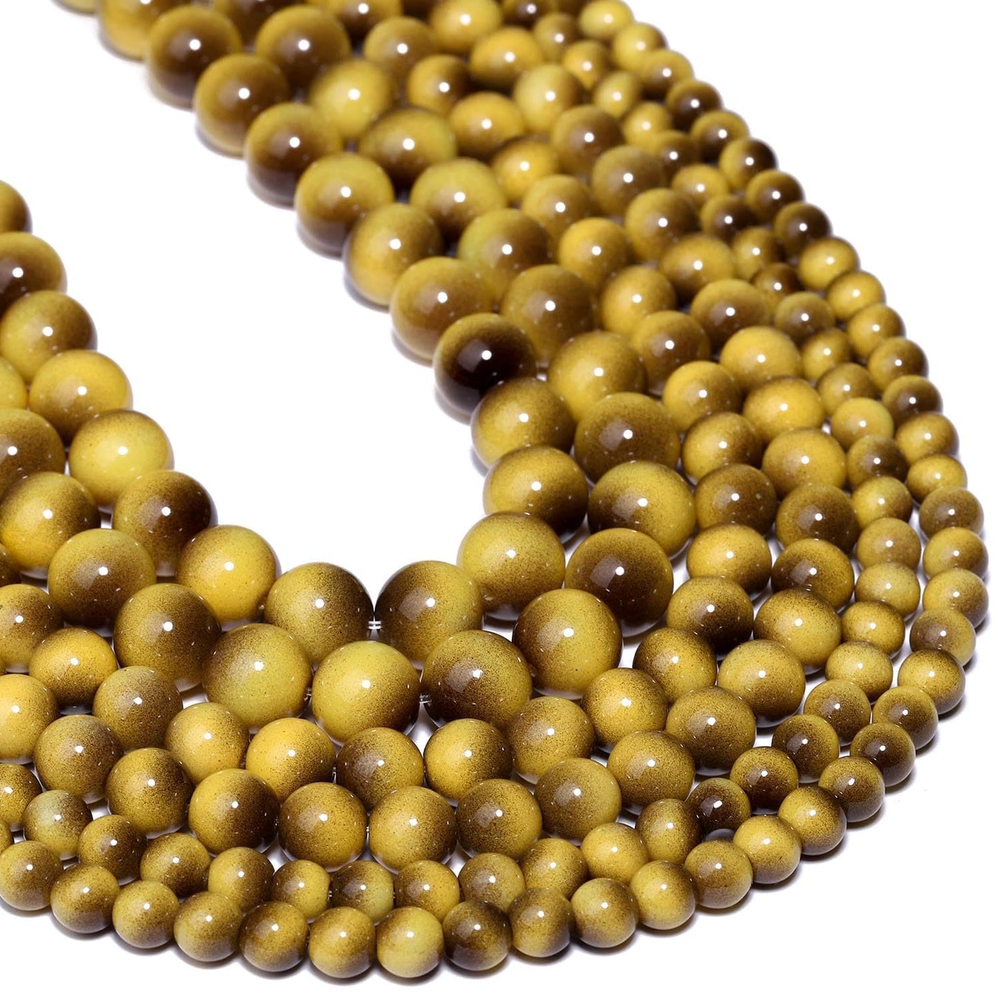 Song Xi 45PCS 8mm Khaki Tiger Eye Gemstone Beads for Jewelry Making, Round Smooth Glass Beads for DIY Bracelet Necklace Earring Keychain, Arts and Crafts, for Christmas Wedding Birthday