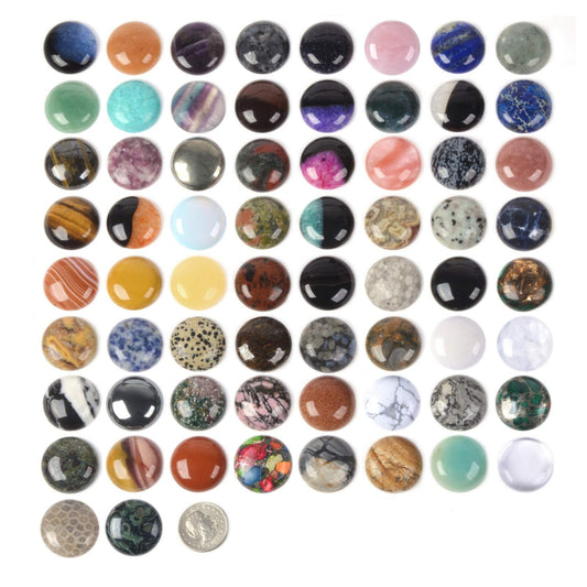 Wholesale Lot 24pcs Multi-color 30mm Gemstone Round Cab Cabochon For Jewelry Making