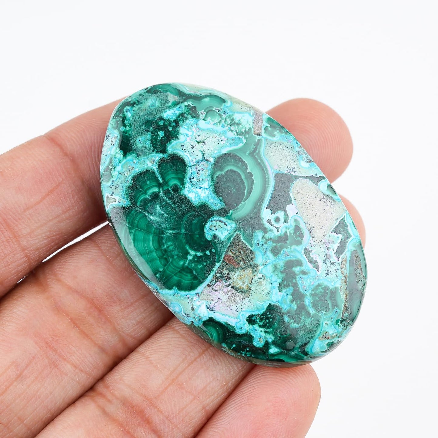 ColouredRocks (40x25mm+ BIG AZURITE MALACHITE, Natural Cabochon Crystals, Loose Gemstone, Wholesale Polished Supply, Jewelry Making, DIY Craft, Gem Collection