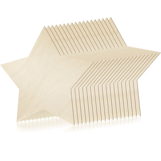 Anglechic 18 Pcs 12 Inch Wooden Star 4th of July Ornaments to Paint Wooden Stars for Crafts Unfinished DIY Blank Wood Slice for Patriotic American Flag Table Decoration