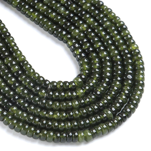 150PCS 2x4mm Natural Green Garnet Jades Stone Rondelle Beads Abacus Disk Stone Beads Round Loose Spacer Gemstone for DIY Bracelet Necklace Jewelry Making