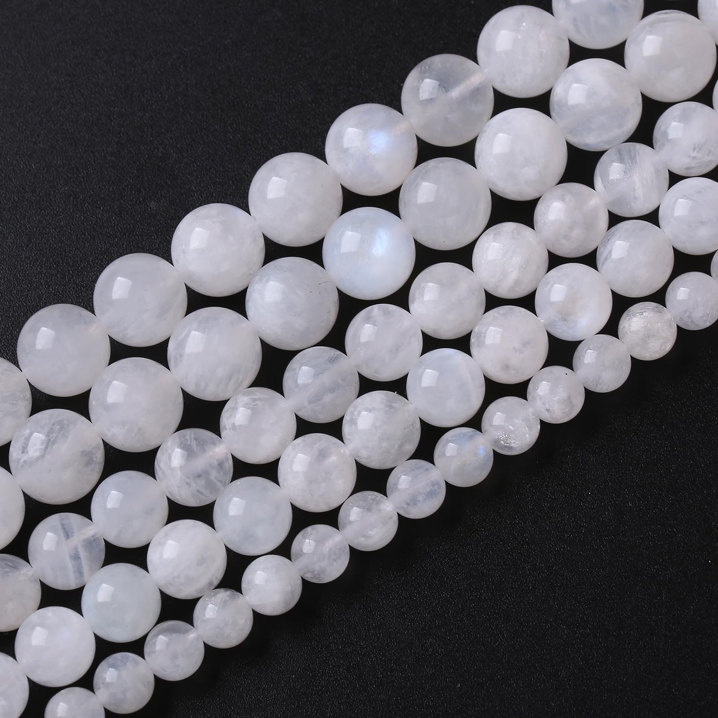 75PCS 10MM Natural Stone White Moonstone Gemstone Semi Precious Beads for Jewelry Making DIY Bracelet