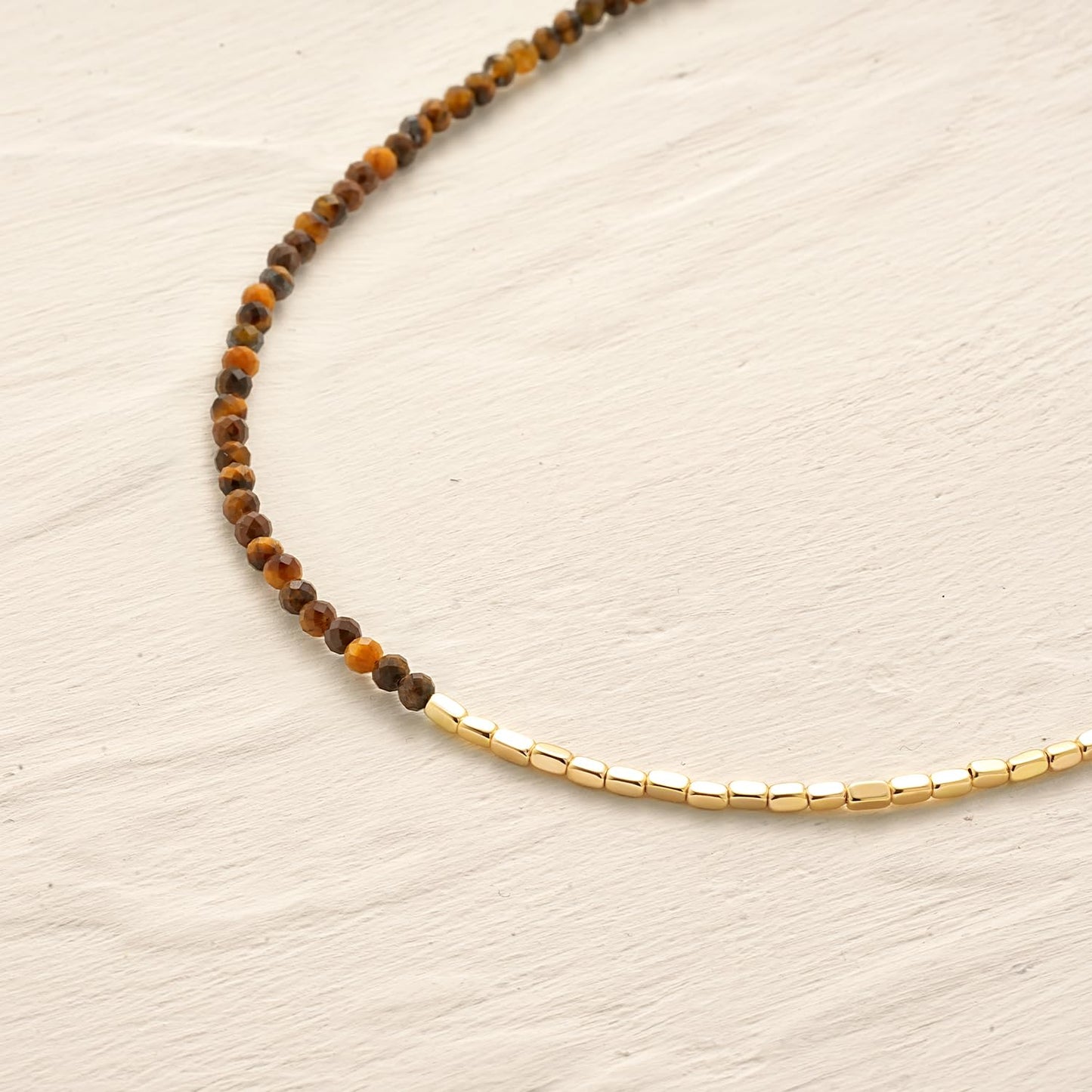 MYEARS Women Beaded Bracelet Gold Gemstone Tiger's Eye 14K Simple Dainty Handmade Chain Everyday Boho Beach Jewelry