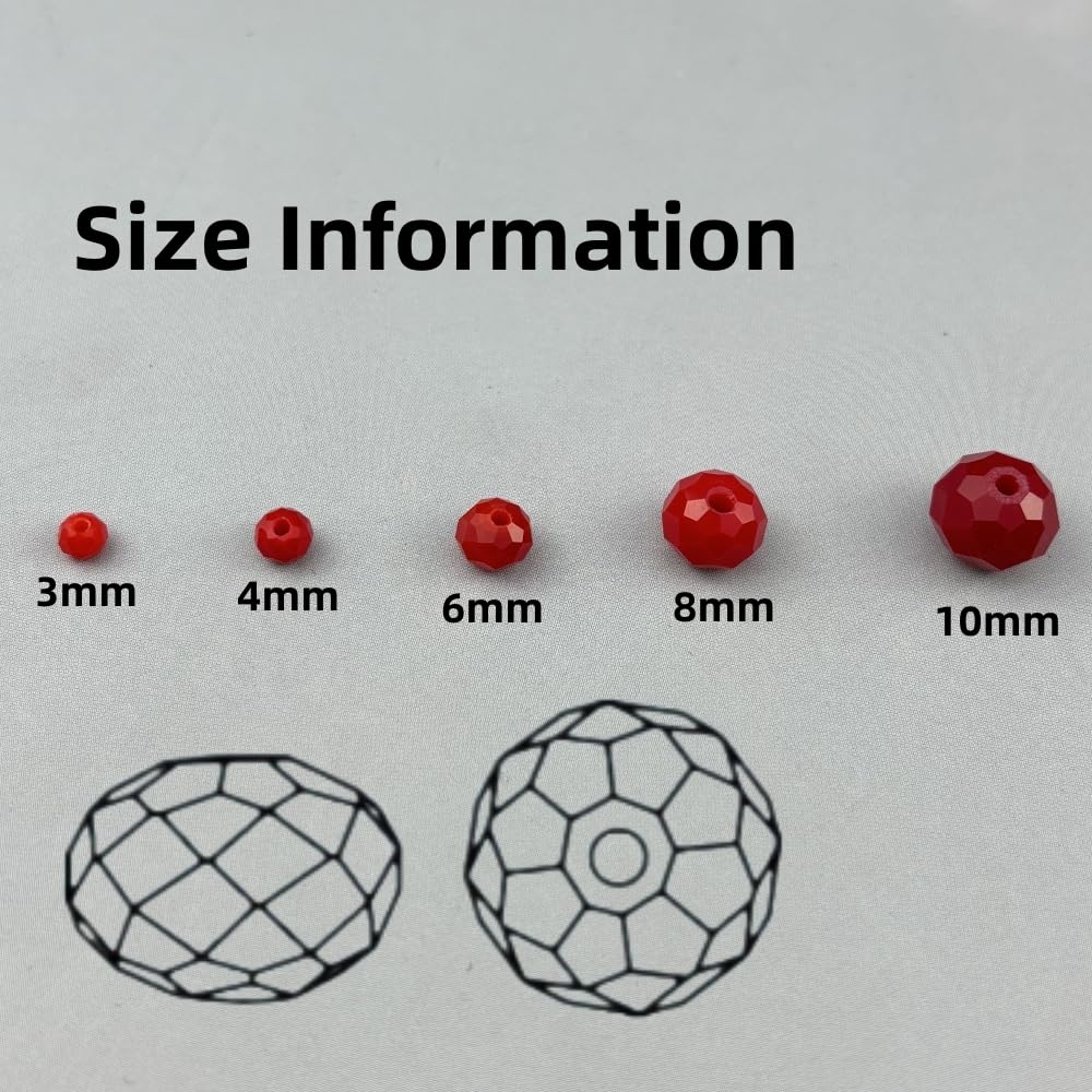 Pinhoollgo 400pcs 4mm Crystal Glass Beads Faceted Rondelle Glass Spacer Beads for Bracelets Necklace Pendants Earrings Key Chains Jewelry Making(Red Porcelain)