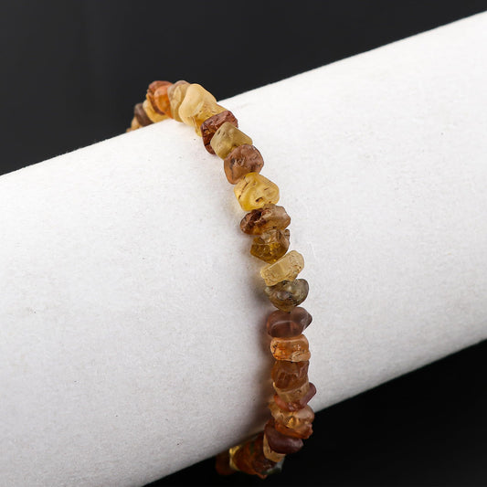 CRYSTALINES Natural Raw Brown Zircon Gemstone Bracelet, Handmade Bohemian Jewelry, Rough Stones, Chakra Healing Crystals, Adjustable Silver Plated Bracelet, Christmas Gift for Women (Size. 7+1INCH)