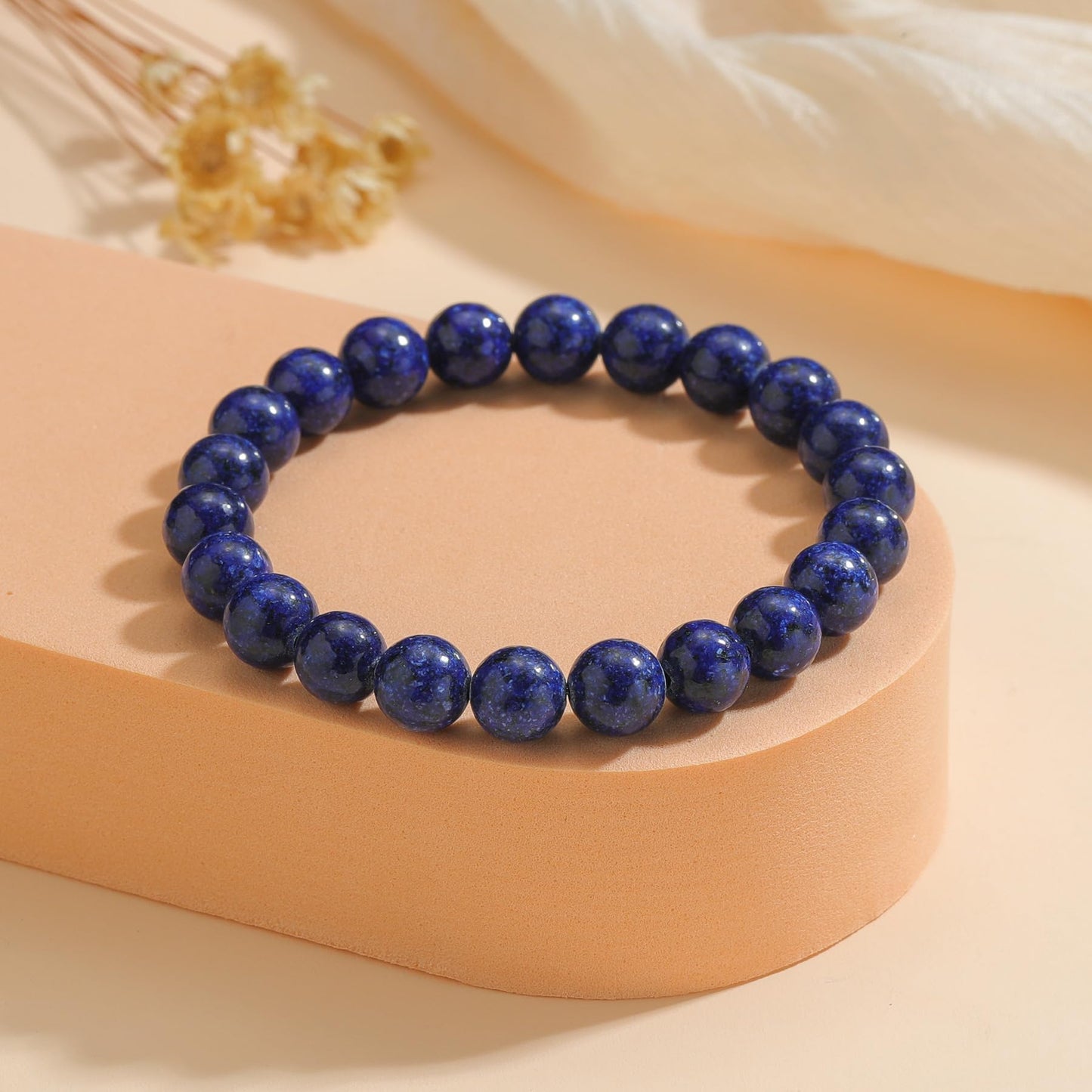 Udolfly Womens Crystal Beaded Bracelets for Women Men Protective Energy Bracelet Natural Gemstone Bead Bracelet 8mm Lapis