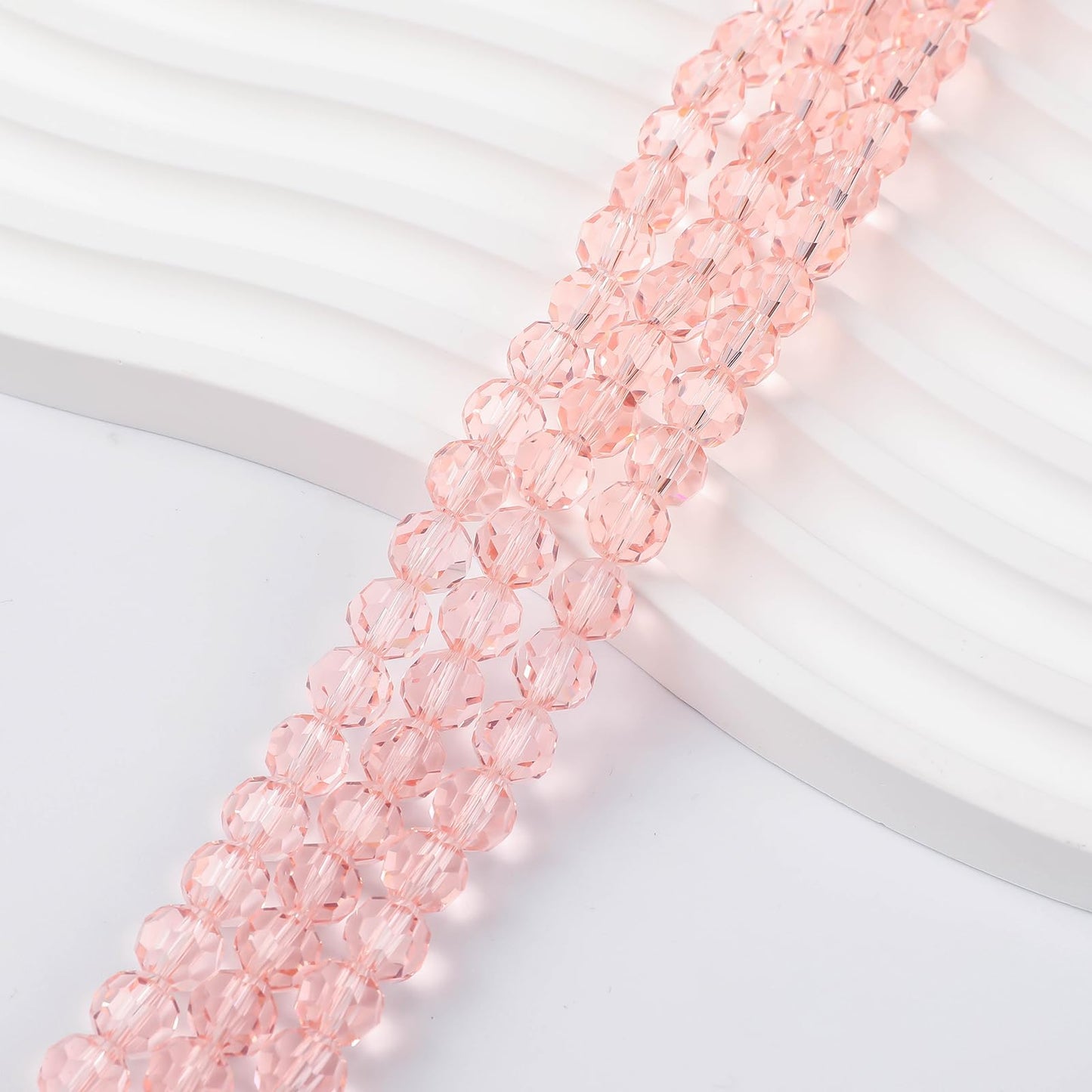 450PCS 6MM Light Pink Round Crystal Glass Beads for Jewelry Making,Novborcz Glass Beads Faceted Rondelle Beads DIY Glass Crystal Beads for Bracelets Necklace Pendants Jewelry Making DIY Craft