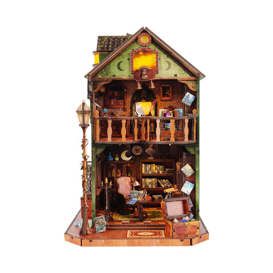 DIY Book Nook Kit | Miniature House Kit with LED Lights | 3D Wooden Puzzles for Adults & Teens | Creative Model Building Kit | Unique Bookshelf Decor & Gift for Craft Lovers | Owl Library