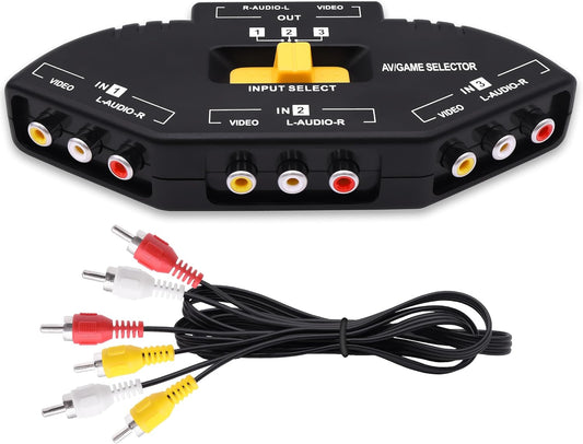 YARCHONN 3 3 1 PS3 RCA AV Audio Video Switcher Splitter Way Audio Video AV RCA Switch Game Selector Box Splitter in Out