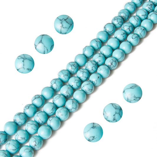 100pcs 10mm Blue Turquoise Beads Natural Gemstone Beads Round Loose Beads for Jewelry Making