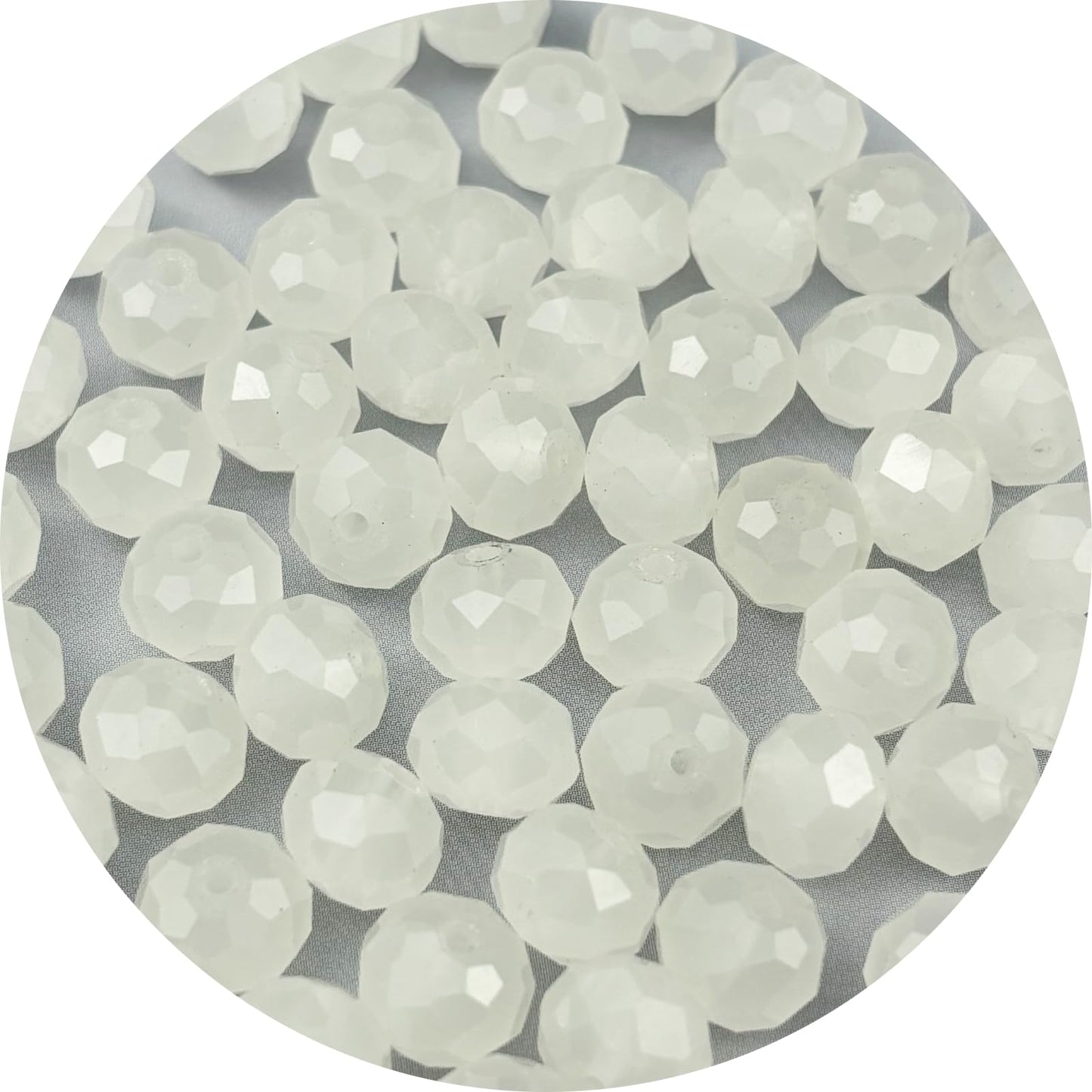 Pinhoollgo 100pcs 8mm Crystal Glass Beads Faceted Rondelle Glass Spacer Beads for Bracelets Necklace Pendants Earrings Key Chains Jewelry Making(White Jade)