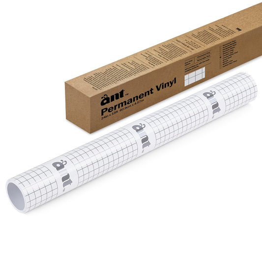 ANT Standard Grip, 24" x 15' Clear Vinyl Transfer Paper Tape Roll with Half Inch Alignment Grid for Cricut Adhesive Vinyl for Decals, Signs, Stickers