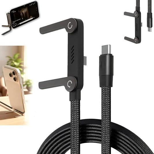Antusckon 240w 2-in-1 Invisible Holder Charger Cable with Stand, Super Fast Charging Fast Charging Cord & Phone Stand