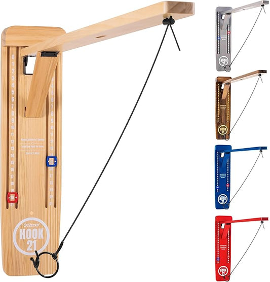 GoSports Hook 21 Wall Mounted Ring Swing Game with Foldable Arm - Play Indoors or Outdoors