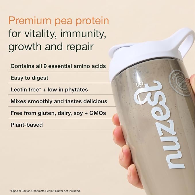 Nuzest - Pea Protein Powder - Clean Lean Protein, Premium Vegan Plant Based Protein Powder, Dairy Free, Gluten Free, GMO Free, Naturally Sweetened Protein Shake, Salted Caramel, 1 Serving, 0.9 oz