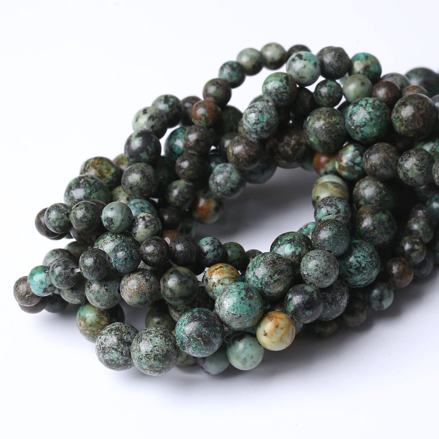 African Turquoises Stone Natural Stone Beads Gems Round Loose Beads Jewelry Making DIY Bracelet Necklace Accessory 1 Strand 36PCS 10MM 15"