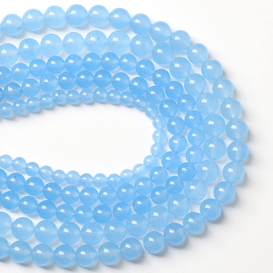 12MM 32PCS Blue Aquamarine Chalcedony Spacer Loose Beads for Jewelry Making DIY Bracelet Necklace