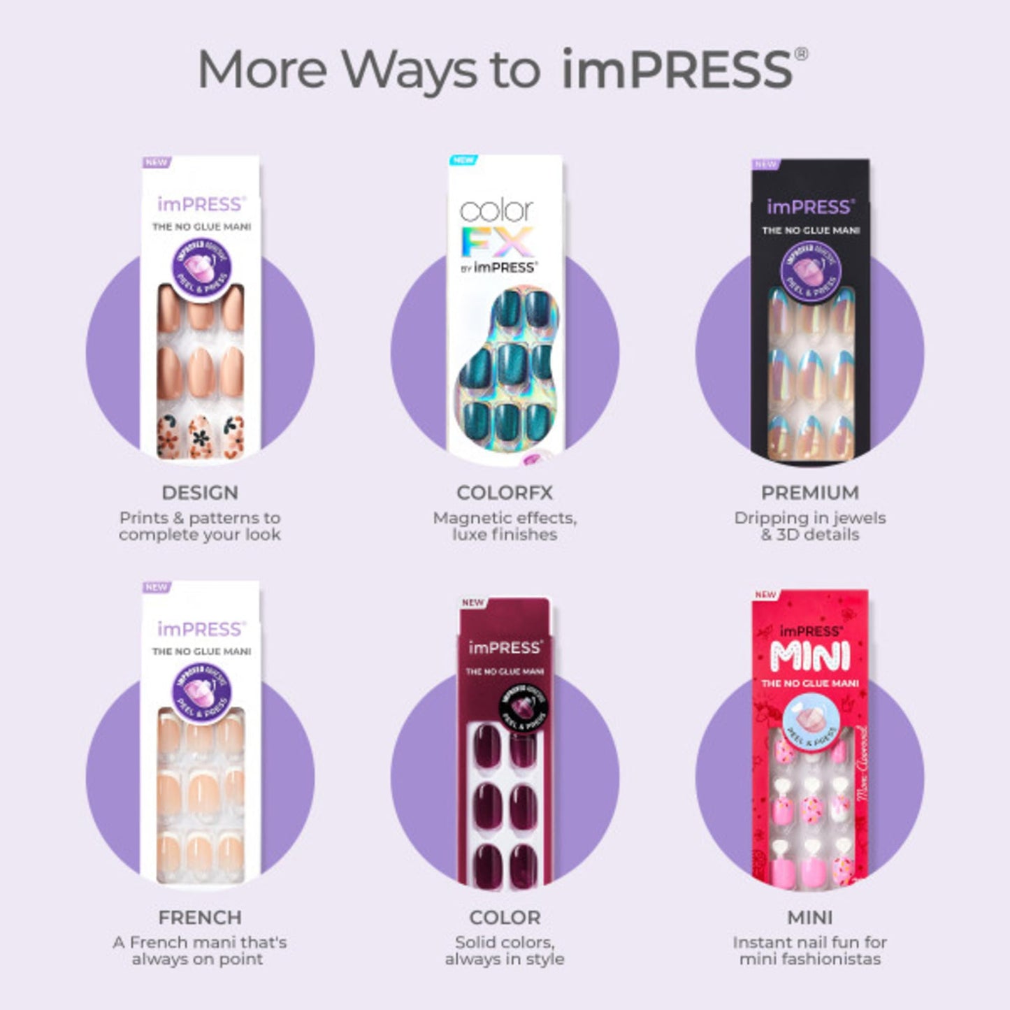 Kiss Impress No Glue Mani Press On Nails, Design, 'Wild Venus', Pink, Medium Size, Almond Shape, Includes 30 Nails, Prep Pad, Instructions Sheet, 1 Manicure Stick, 1 Mini File