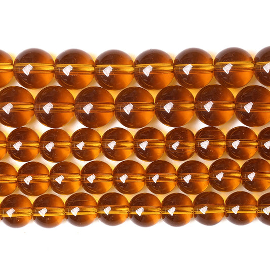 10mm 37pcs Brown Crystal Glass Beads Natural Stone Beads for Jewelry Making Crystal Energy Healing Power Stone Beads DIY Bracelet Necklace Accessories (Brown Glass, 10mm)