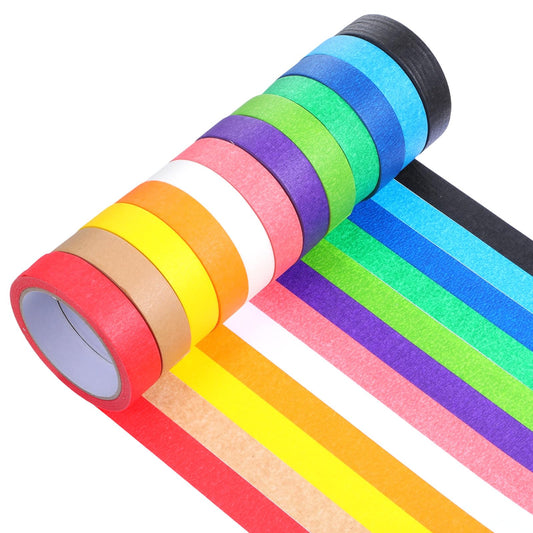 Kifmurase 12 Rolls Colored Masking Tape 1 Inch x 660 Yards Craft Tape Rolls Rainbow Colors Colorful Painters Tape Decorative Arts DIY Crafts Labeling & Home Office Supplies