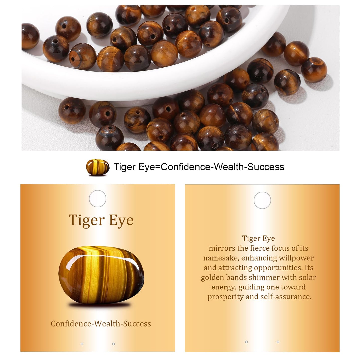 Vinswet 90pcs 4mm Tiger Eye Natural Stone Beads Round Genuine Real Stone Beading Loose Gemstones DIY Smooth Bead for Bracelet Necklace Earrings Jewelry Making