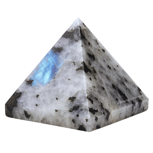 Amazing Gemstone Rainbow Moonstone Pyramid Crystal Healing Stones - 2" Great Pyramid Figurine of Natural Stone Pyramid for Meditation, Reiki, Chakra Balancing and Crystal Pyramids Grid