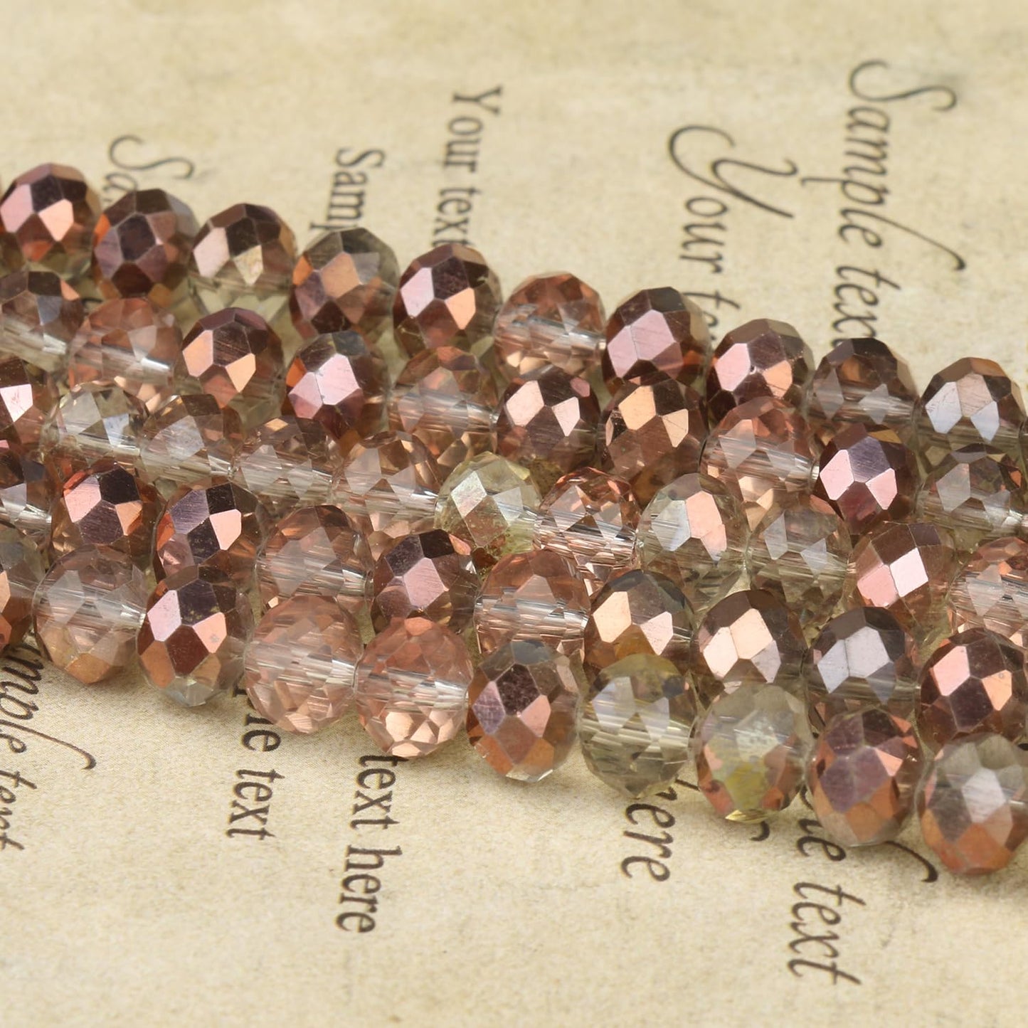 NITOPUPU 1000pcs 4mm Crystal Glass Beads for Jewelry Making Faceted Rondelle Flat Beads for Bracelets Necklace Earrings DIY Crafts (Brown Flat Half-Plated Crystal Bead)