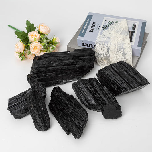 SMOHEAL Large Raw Black Tourmaline Crystal Natural Rough Stone Healing Crystals for Meditation Reiki Energy Decoration 3-4lbs