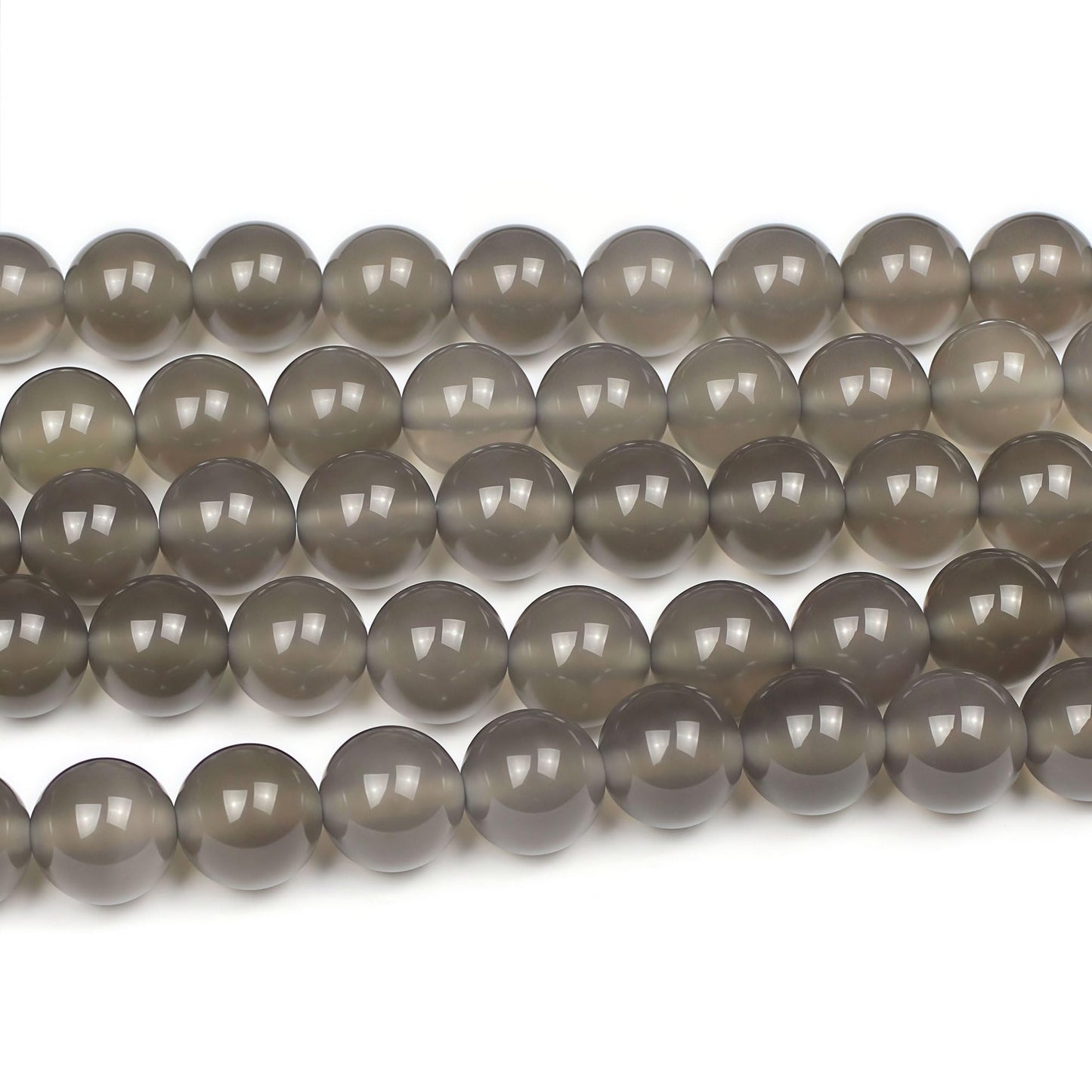 MJDCB 7A Natural Grey Agate Gemstone Round Stone Beads for Jewelry Making DIY Bracelet Necklace (12mm)