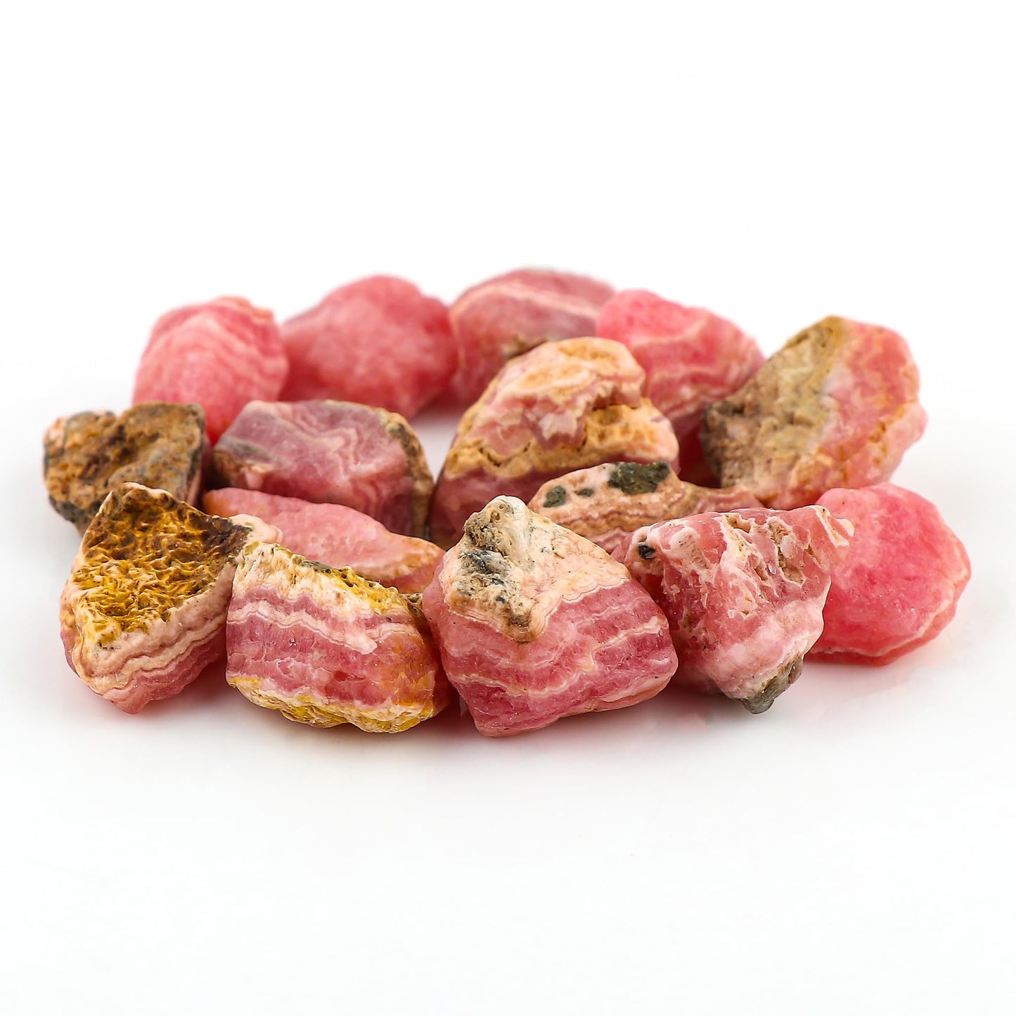 Gemkora 100 ct. Natural Rhodochrosite Rough Gemstone, Raw Crystals, Rhodochrosite Rock, Jewelry Making Supplies, Chakra Healing Crafts & DIY Stone (6-8pcs) (15-20 mm)