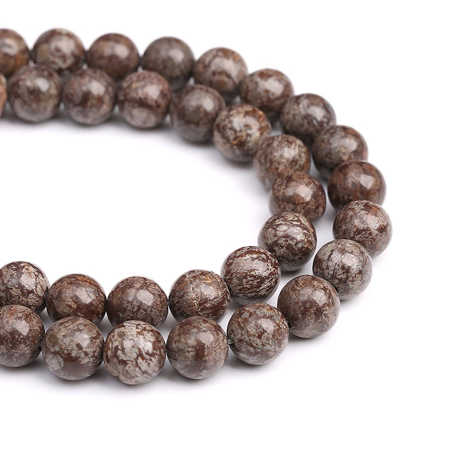 8MM 45PCS Natural Stone Brown Snowflake Jasper Obsidian Loose Beads for Jewelry Making DIY Bracelet