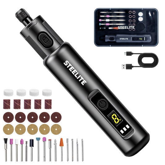 STEELITE Mini Cordless Rotary Tool, 6-Speed Rotary Tool Kit with 50 Accessories, Multi-Purpose and USB Charging 3.7V Power Rotary Tool for Engraving, Sanding, Polishing, Drilling, Etching, DIY Crafts