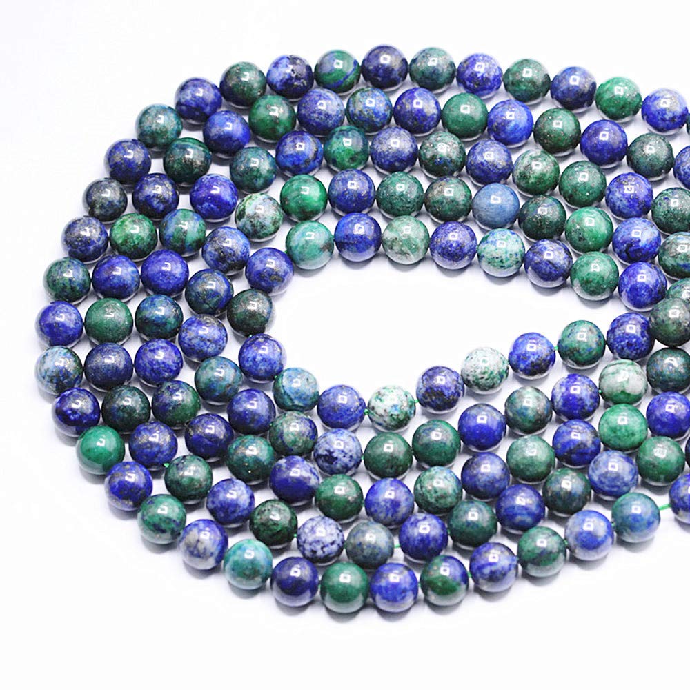 PLTbeads Natural Gemstone Loose Beads Smooth Round Approxi 15 inch DIY Bracelet Necklace for Jewelry Making (6mm, Chrysocolla)