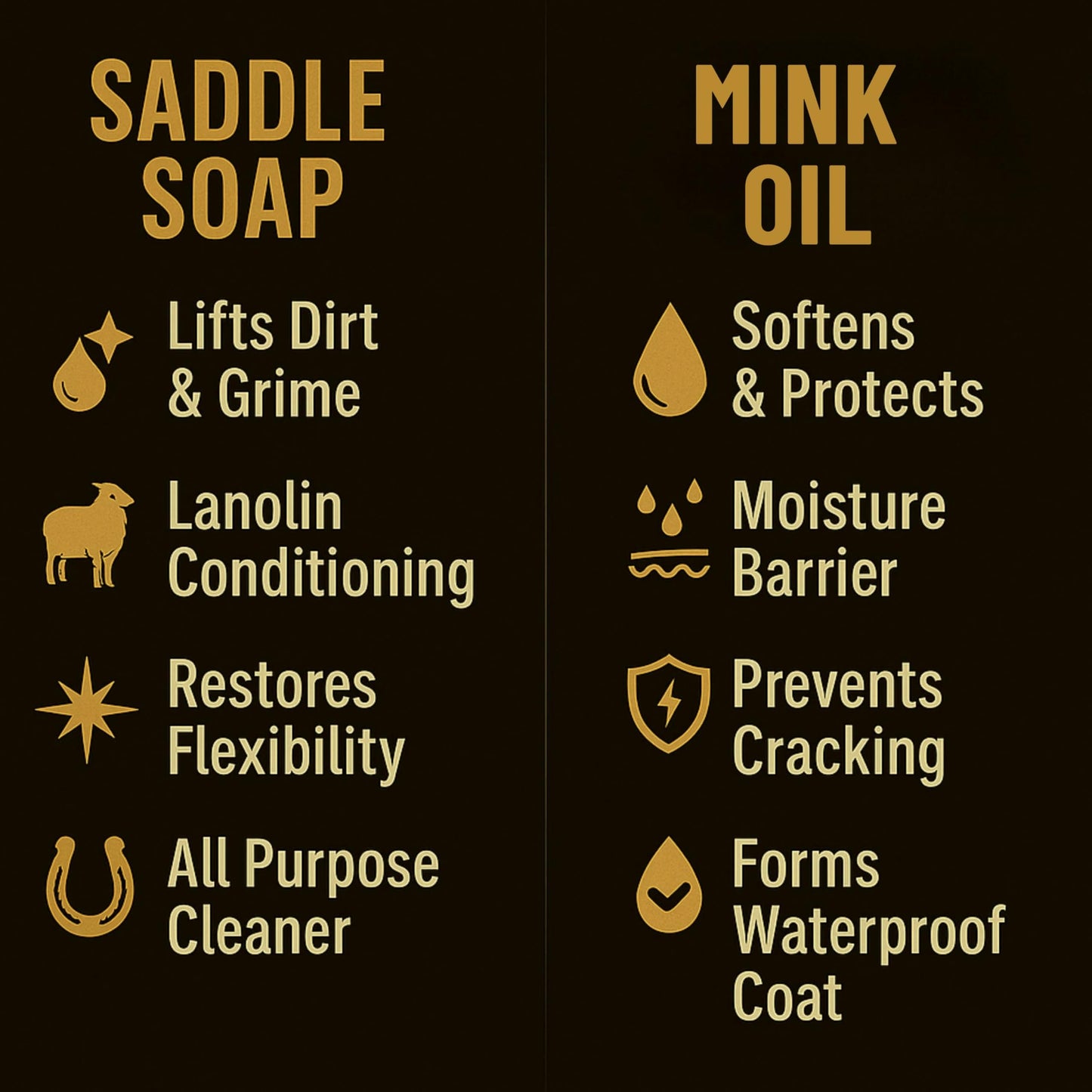 Leather Boot Care Kit – Mink Oil, Saddle Soap for Leather, Applicators & Cloth – Leather Care Kit, Boot Leather Care Kit, Leather Shoe Care Kit for Cowboy Boots, Work Boots, Shoes, and Tack