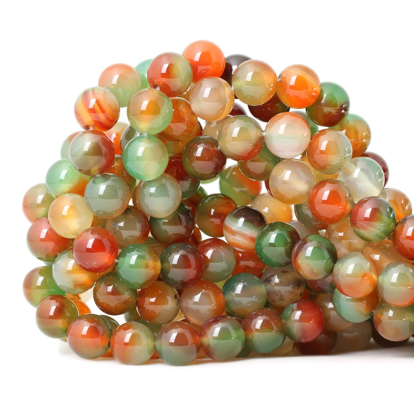 CHEAVIAN 35PCS 10mm Peacock Agate Round Loose Beads for Jewelry Making DIY Materials 1 Strand 15"